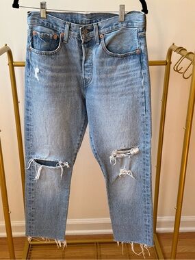 Levi's Light Blue Distressed Women's Straight Jeans